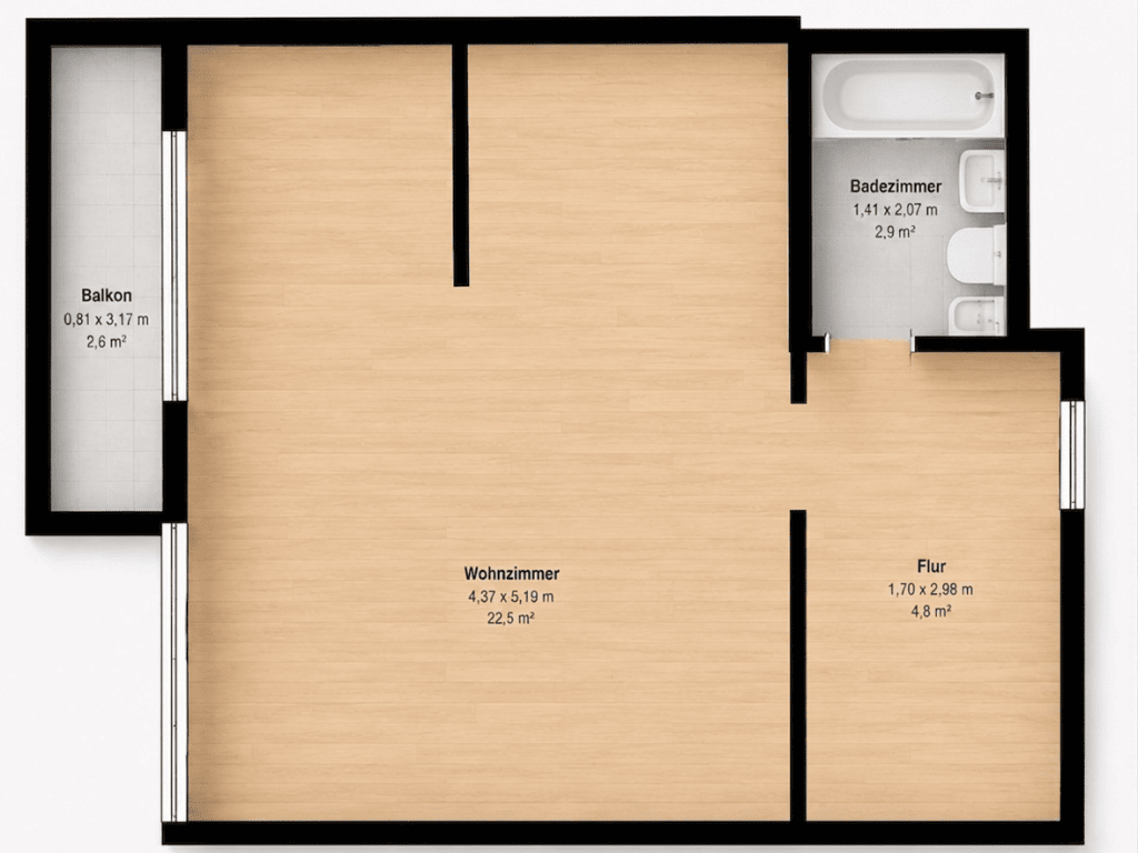 Helles 1-Zimmer-Apartment mit Loggia