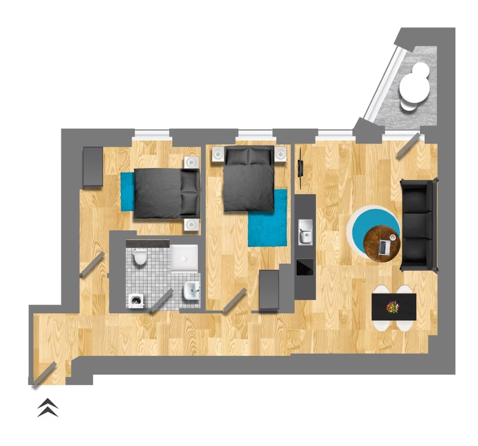 Voll möblierte 3-Zimmer-Wohnung mit Balkon in Berlin-Wedding