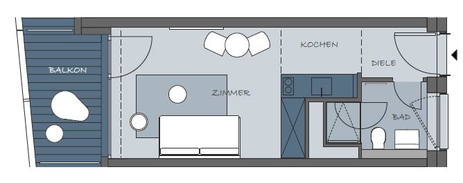 Voll möbliertes Luxus-Studio-Apartment am Park am Gleisdreieck