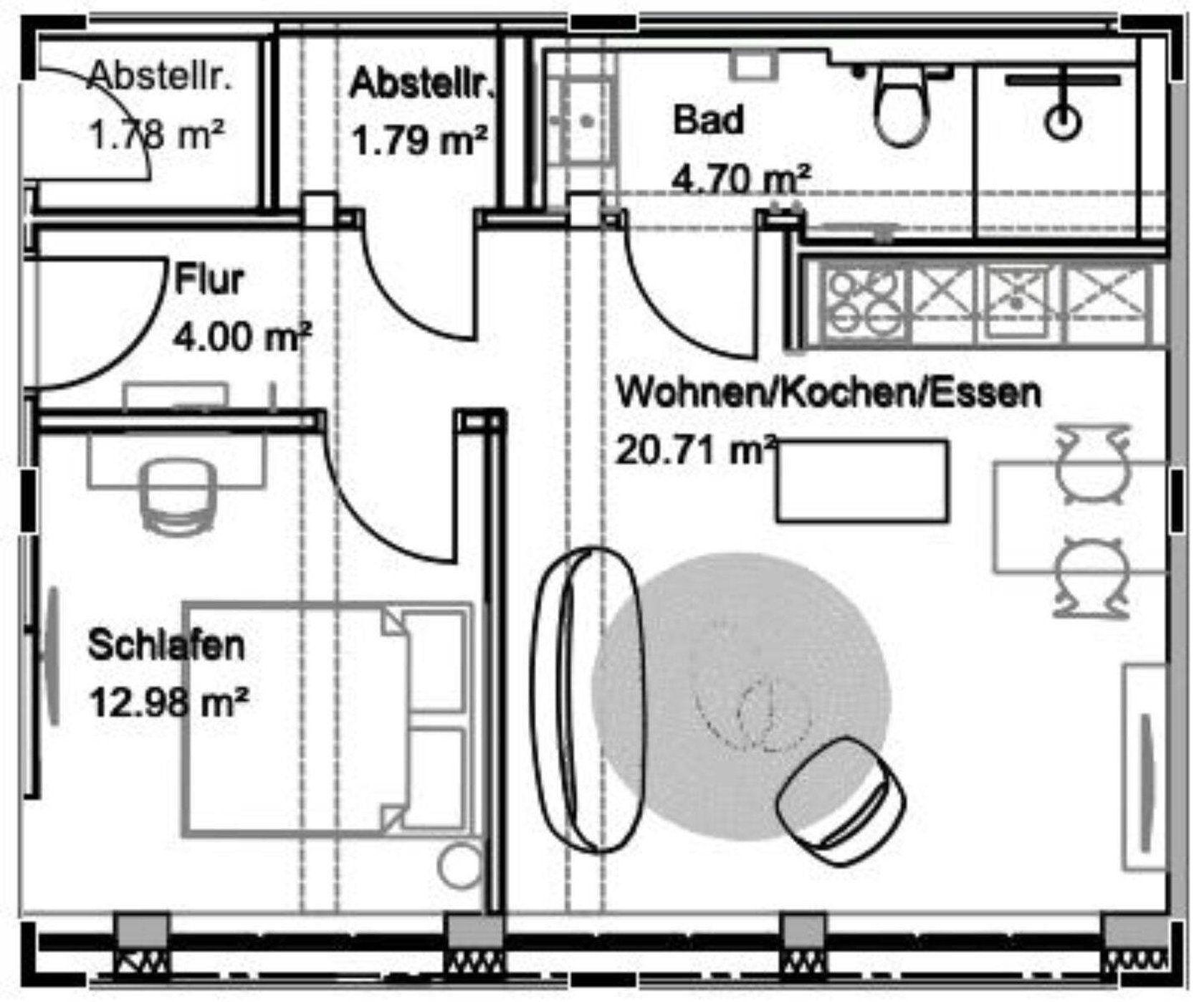 Schöne 2-Zimmer-Wohnung mit Einbauküche zu vermieten
